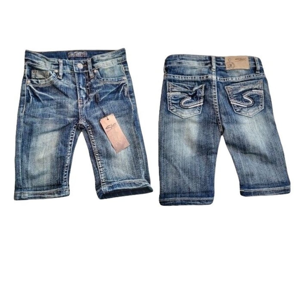 Silver Jeans: NEW NWT Tina Shorts 4T Medium Wash Bermuda Denim Jean Stretch